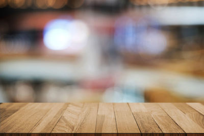 Surface level of wooden table