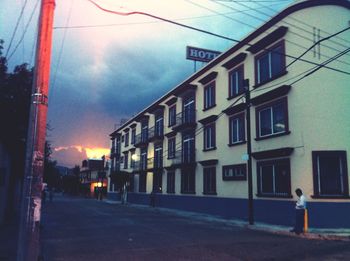 Street against sky in city