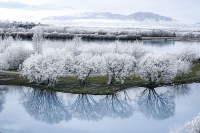 Scenic view of lake against sky
