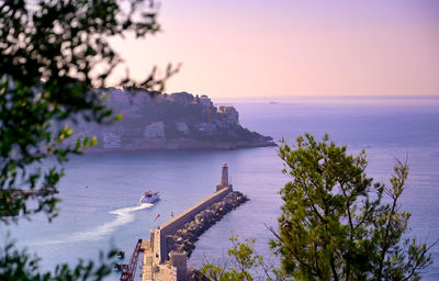 Scenic view of sea against clear sky