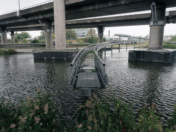 Arch bridge over river