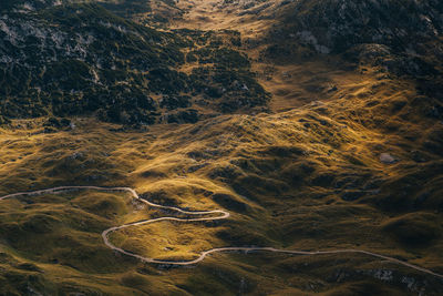 High angle view of mountain road