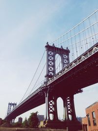 Low angle view of brooklyn bridge