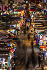 High angle view of illuminated city at night