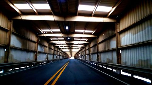 Empty road in tunnel