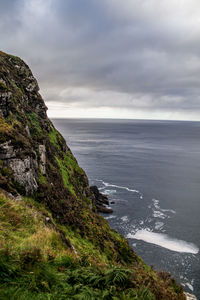 Scenic view of sea against cloudy sky