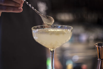 Close-up of wine glass in wineglass