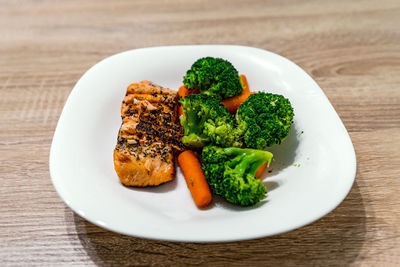 Close-up of food in plate on table