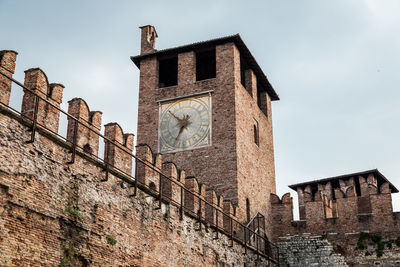 Low angle view of old building against sky