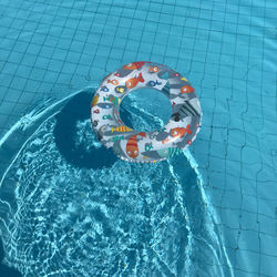 High angle view of person swimming in pool