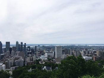 High angle view of buildings against sky