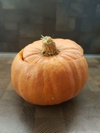 High angle view of pumpkin on table