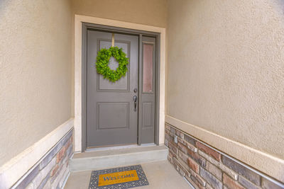 Closed door of building