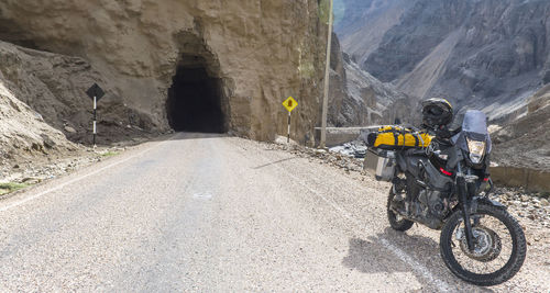 Touring motorbike in can del pato, casca, ancash, peru, south america