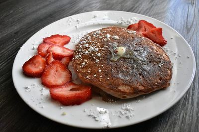 High angle view of breakfast served in plate