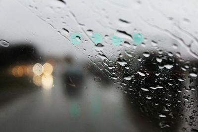 Close-up of water drops on glass