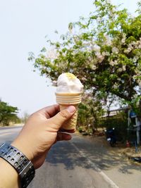 Hand holding ice cream