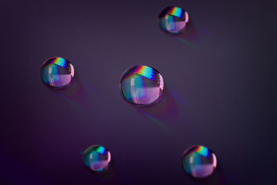 Close-up of bubbles against colored background