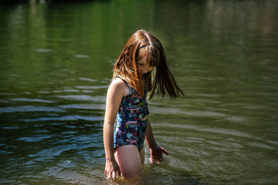 Full length of woman in lake