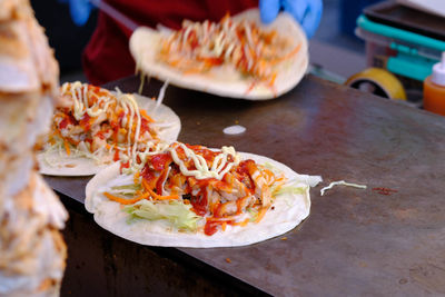 Close-up of food on table