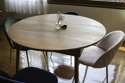 Empty chairs and table at home