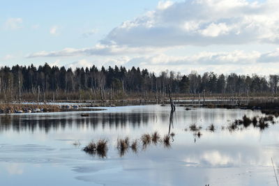 Scenic view of lake against sky