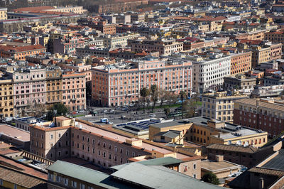 Aerial view of the city of rome, italy. drone shot of roma, above view of the buildings