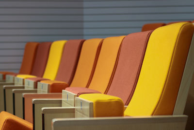 Close-up of auditorium chairs