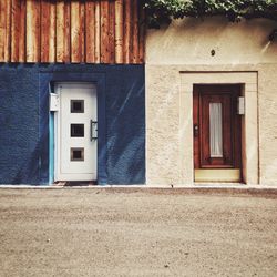 Closed door of house