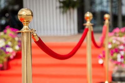 Close-up of barrier at red carpet