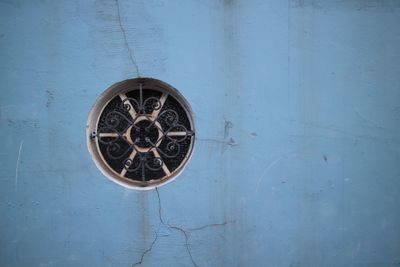 Close-up of blue wall