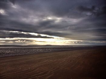 Scenic view of sea against cloudy sky