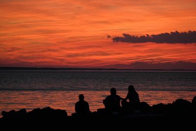 Scenic view of sea at sunset