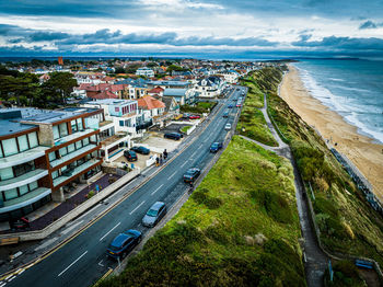 High angle view of city street