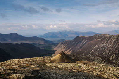 Scenic view of mountains against sky