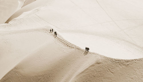 Man on sand dune in desert