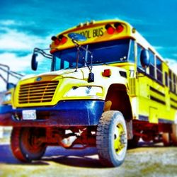 Close-up of yellow car