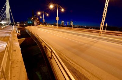 Light trails on road at night