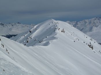 Scenic view of snow mountains against sky