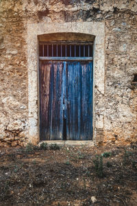 Closed door of old building