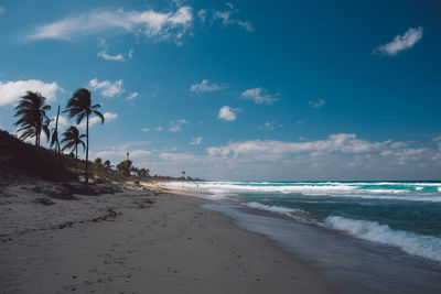 Scenic view of beach against sky