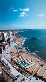 High angle view of beach against sky