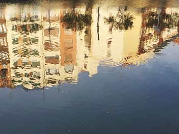 Reflection of puddle in lake