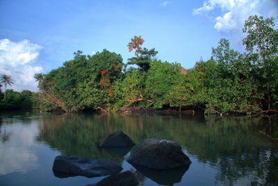 Scenic view of lake against sky
