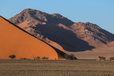 Scenic view of desert against clear sky