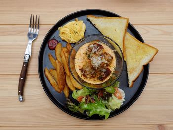 Directly above shot of food in plate