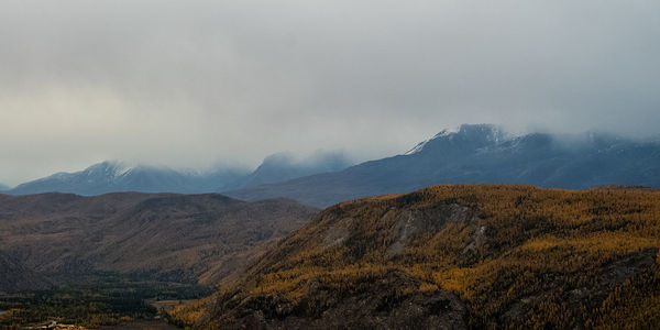 Scenic view of mountains against sky