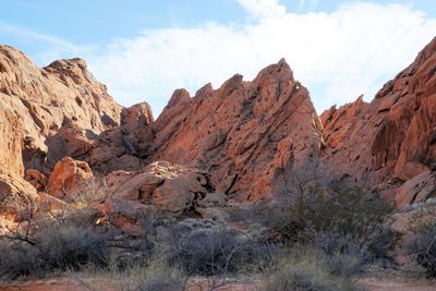 View of rock formations in desert