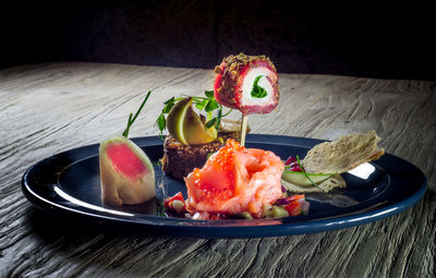 Close-up of food served in plate