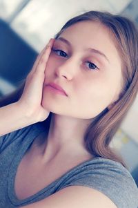 Close-up portrait of a beautiful young woman